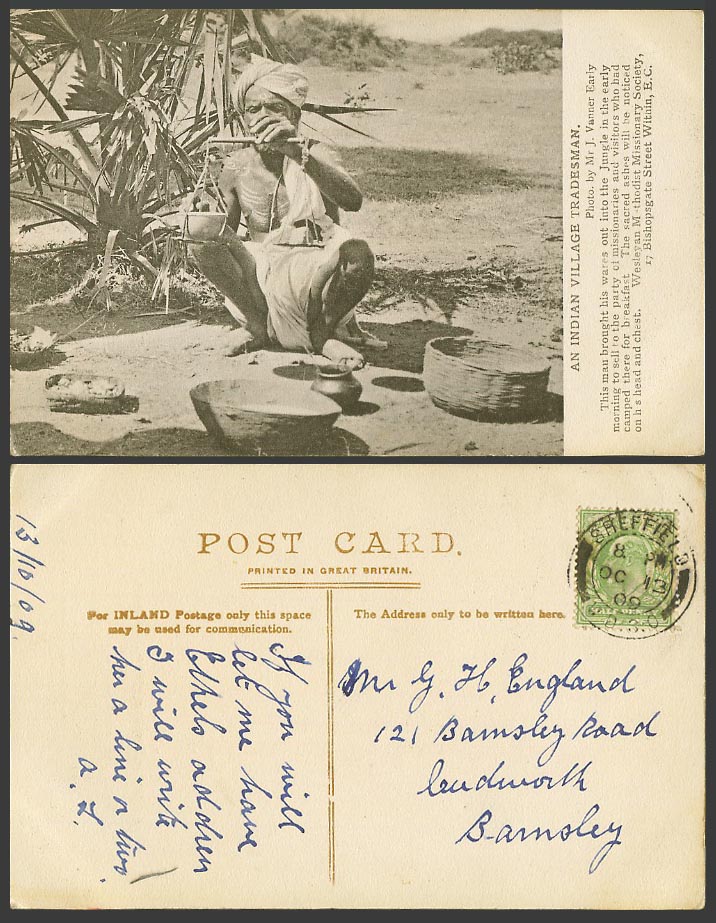 India 1909 Old Postcard An Native Indian Village Tradesman, Scales Seller Vendor