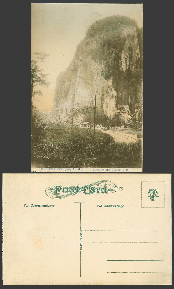 Selangor, Batu Caves, F.M.S. Kuala Lumpur Old Hand Tinted Postcard M.S. Nakajima
