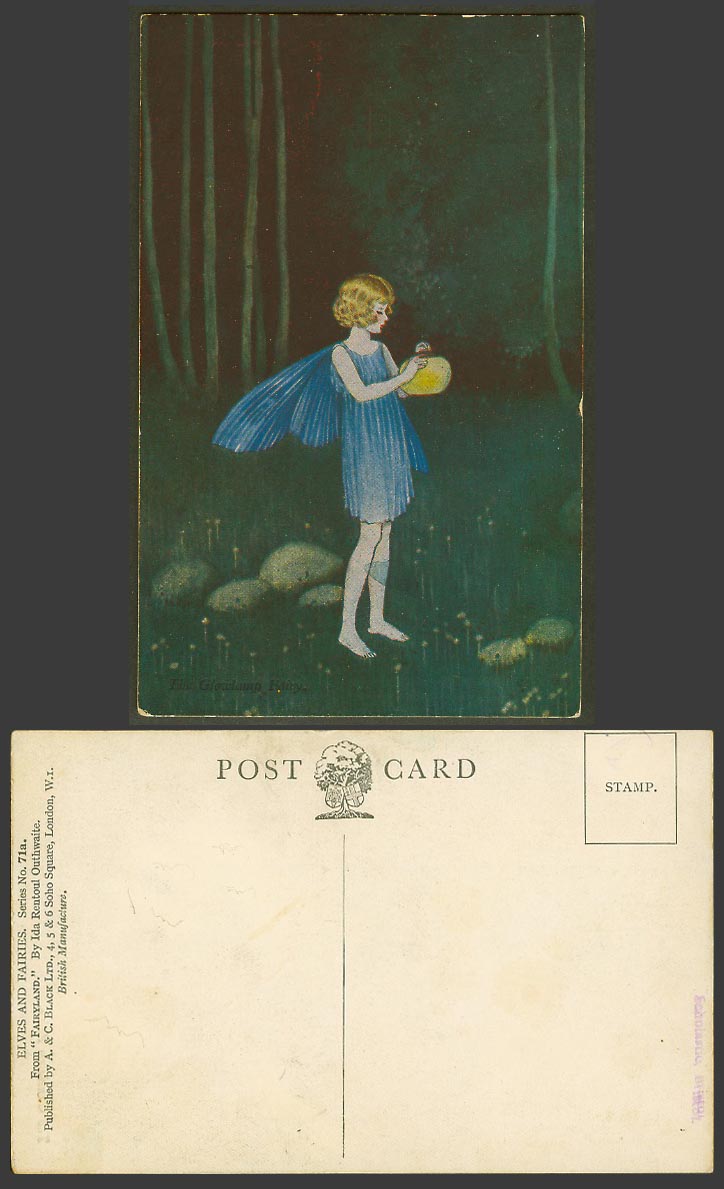 I R Outhwaite Old Postcard The Glowlamp Fairy Girl Fairyland Elves & Fairies 71a