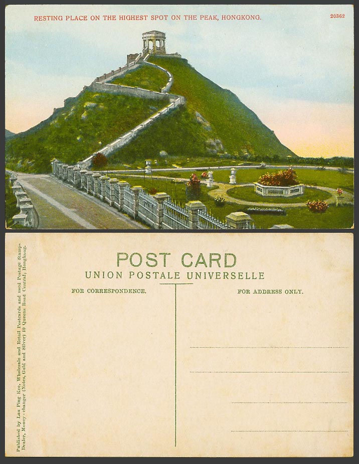 Hong Kong Old Colour Postcard Resting Place on The Highest Spot The Peak Gardens