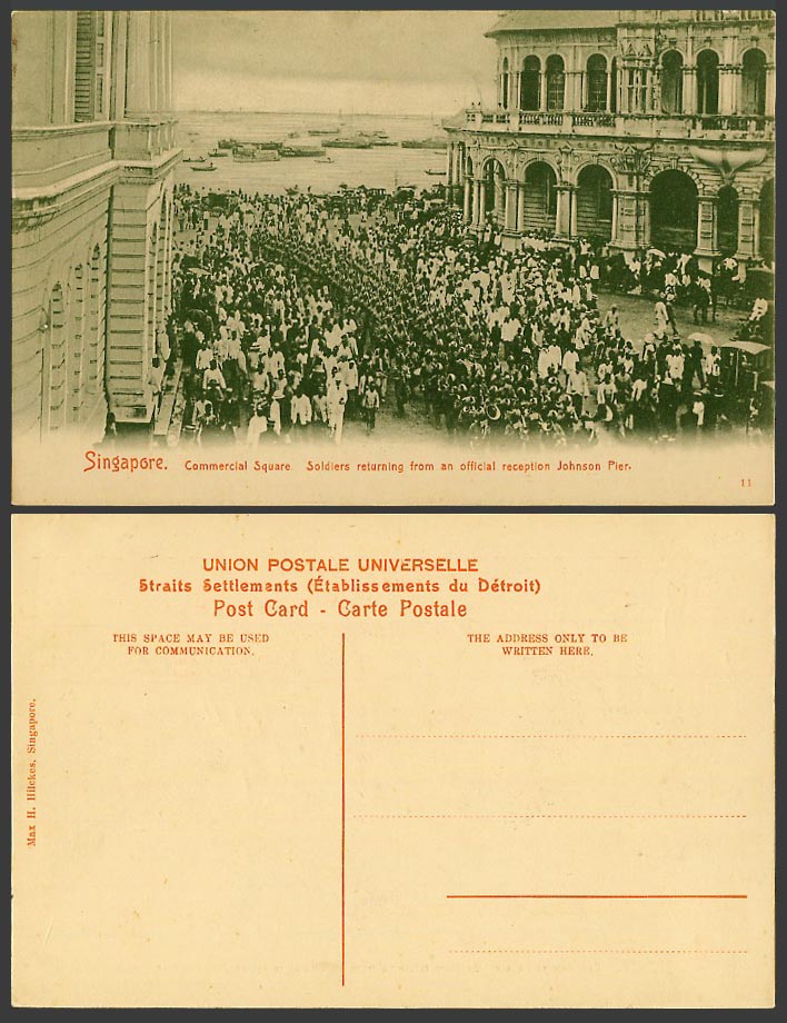 Singapore Old Postcard Commercial Square - Soldiers Returning Official Reception
