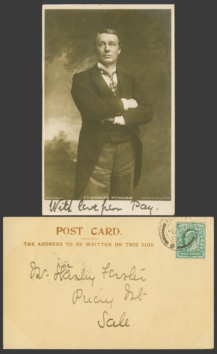 English Actor Sir Charles Wyndham Theatre Proprietr 1903 Old Real Photo Postcard