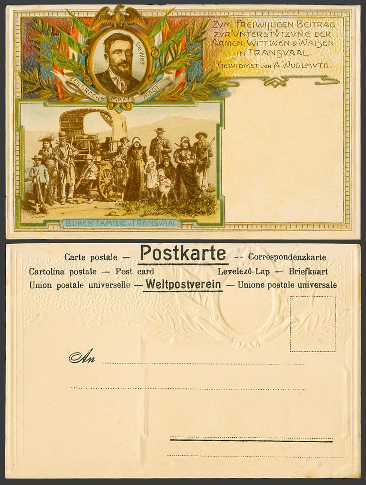 South Africa Boer Family Transvaal, Boer War Widows Orphans Guns Old UB Postcard