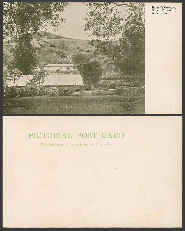 Ascension Island Old U.B. Postcard Barter Barter's Cottage House, Green Mountain