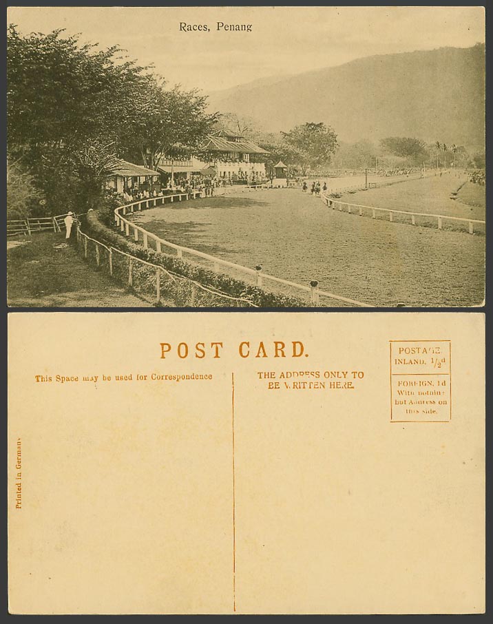 Singapore Old Postcard Races, Horse Race Course, Racecourse, Straits Settlements