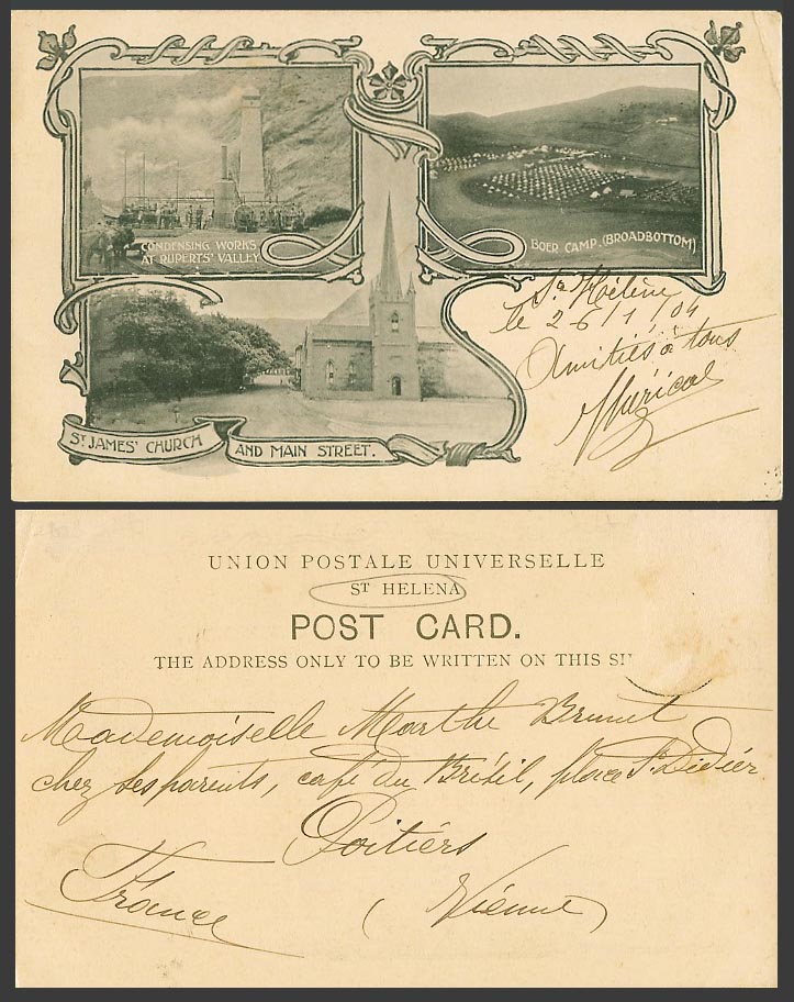 St. Helena 1904 Old Postcard Condensing Works Ruperts' Valley Boer War Boer Camp