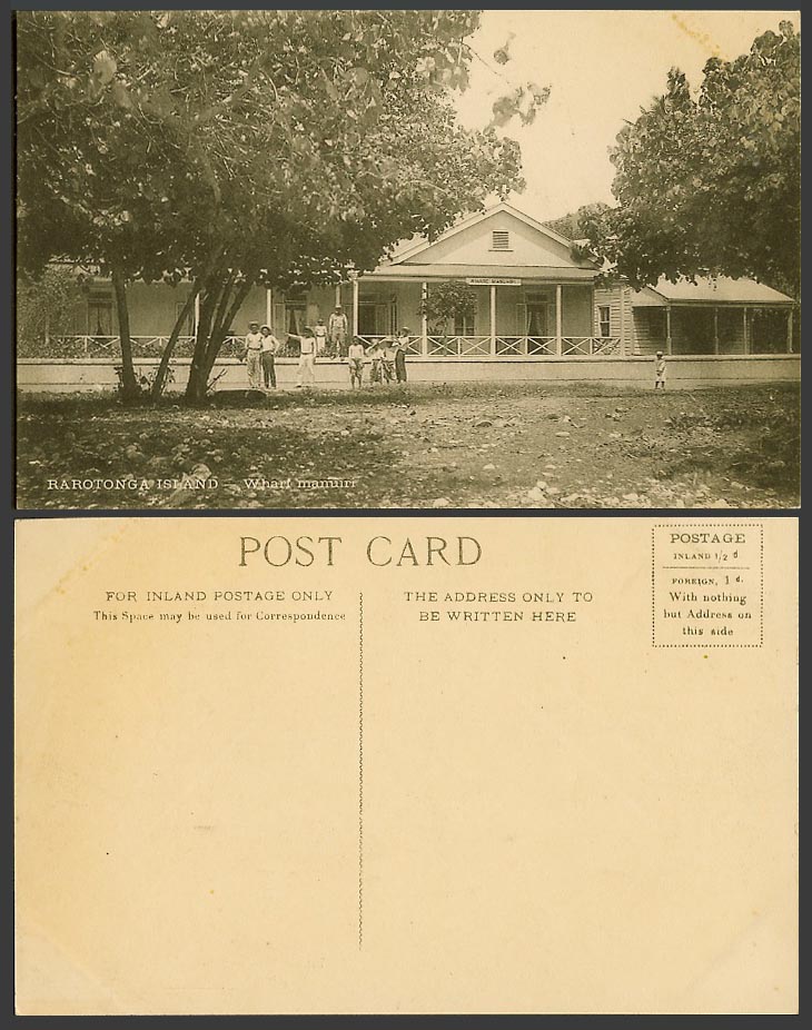 Cook Islands, Rarotonga Island, Wharf Manuiri, Men & Boys Children Old Postcard
