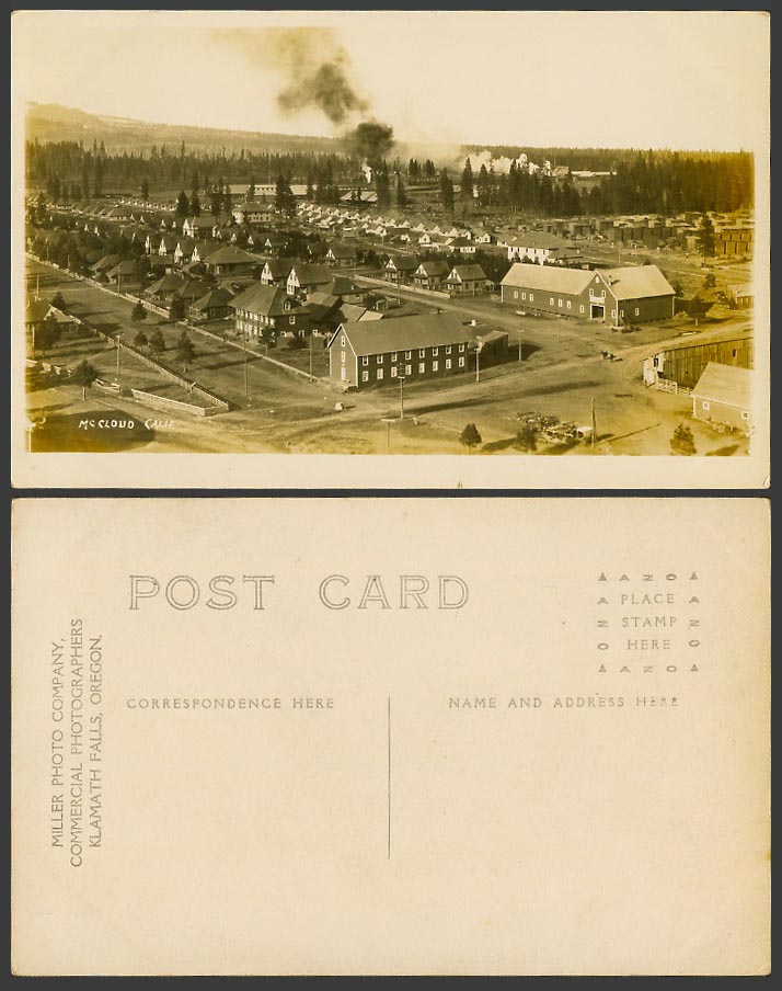 USA Old Real Photo Postcard McCloud, California, Streets, Panorama General View