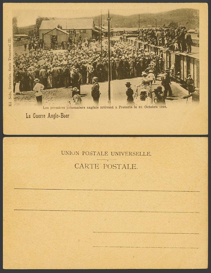 South Africa Boer War 1st English Prisoners Arrive Pretoria 1899 Old UB Postcard