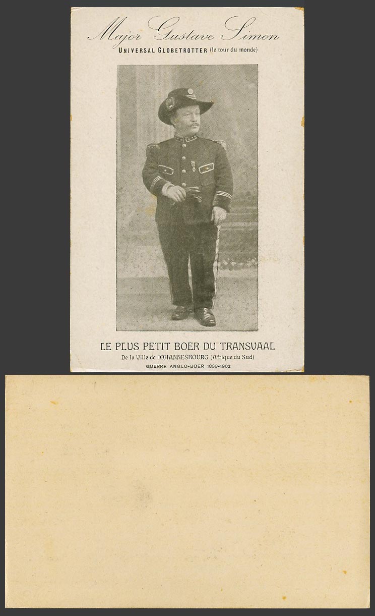 Africa Johannesburg Major Gustave Simon Smallest Transvaal Boer War Old Postcard