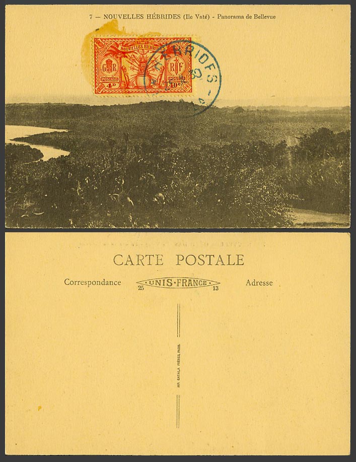 New Hebrides 1930 Old Postcard Nouvelles-Hebrides Ile Vaté, Panorama de Bellevue