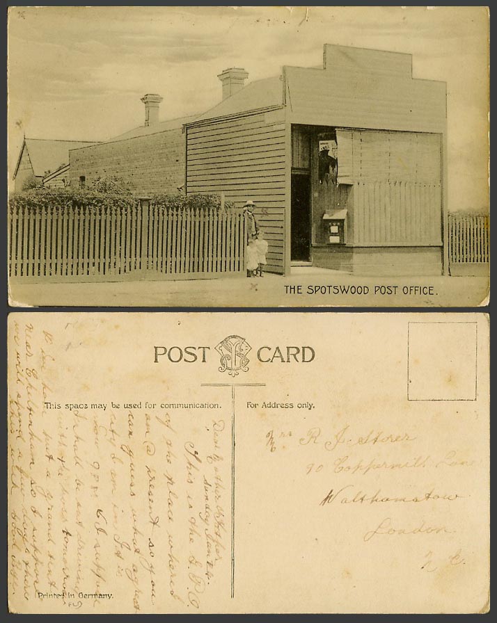 USA Old Postcard Spotswood Post Office, New Jersey, Street Scene Man and 2 Girls