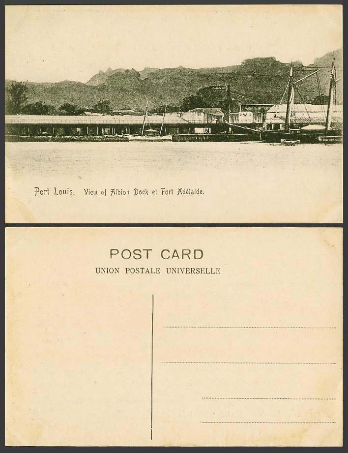 Mauritius Old Postcard Port Louis, View of Albion Dock et Fort Adelaide Fortress