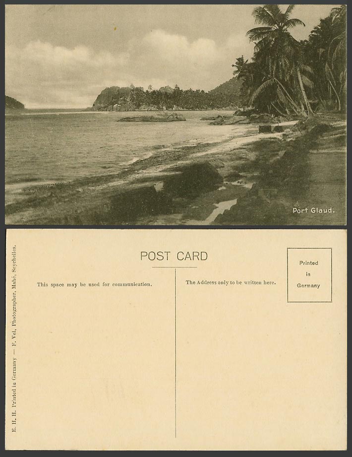 Seychelles Old Postcard Port Glaud, Mahé Mahe, Beach Palm Trees Seaside Panorama