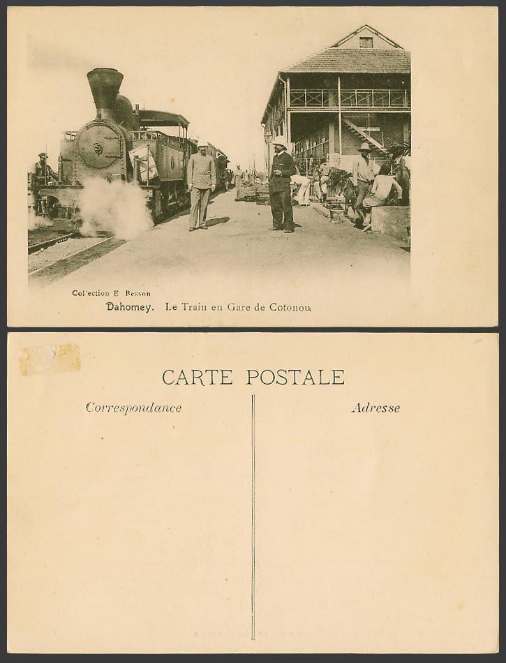 Dahomey Old Postcard Locomotive Train Train en Gare de Cotonou Railway Station