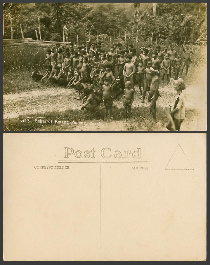 Perak Old Real Photo Postcard Sakai of Batang Padang Native Sakais Children Boys