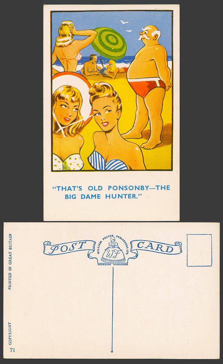 That's Old Ponsonby The Big Dame Hunter, Beach Seaside Comic Humour Old Postcard