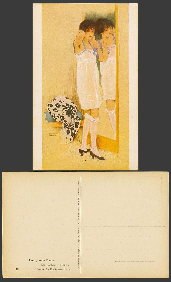 Raphael Kirchner Old Postcard Une grande Dame, A Great Lady Woman Girl Stockings