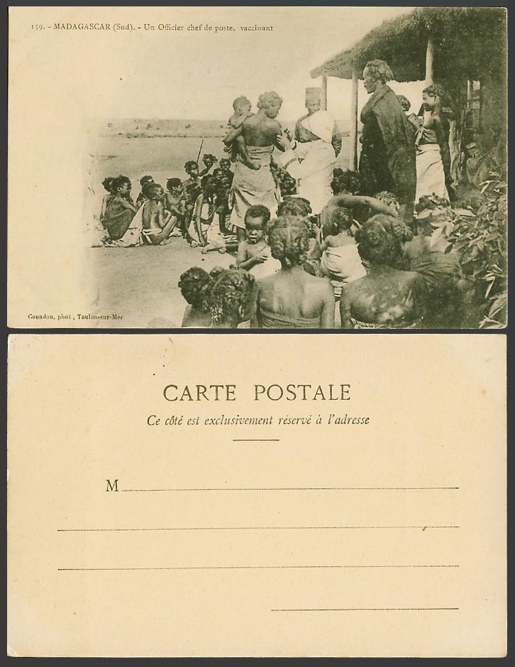 Madagascar Old Postcard A Oost Chief Officer Vaccinating Officier Chef Vaccinant