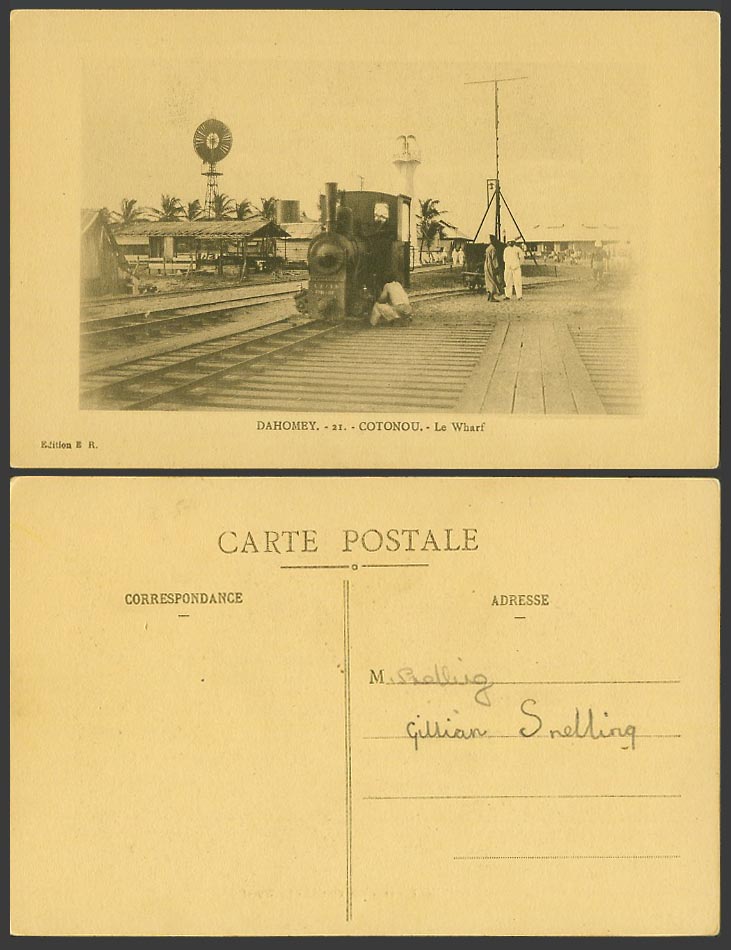 Dahomey Benin Old Postcard Cotonou Le Wharf Locomotive Engine Train Railroads 12