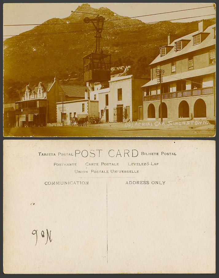 South Africa Old Postcard Simonstown Aerial Car, Metropolitan Hotel Street Scene
