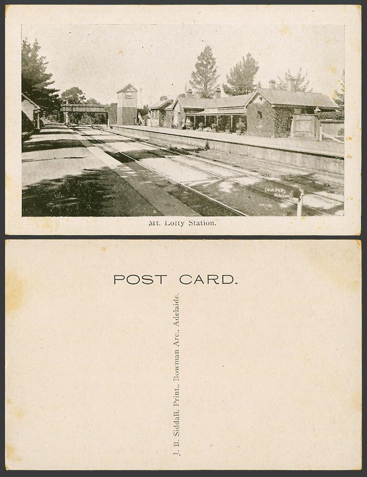 Australia Old Postcard Mount Mt. Lofty Station Bridge Train Railway J.B. Siddall