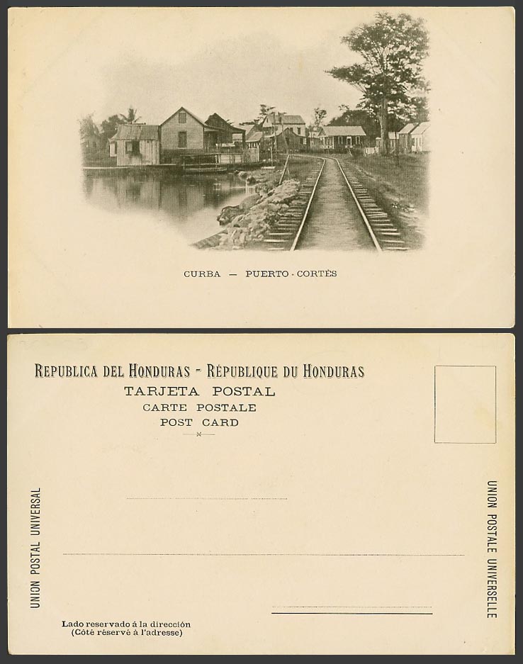 Honduras Old UB Postcard Curba Puerto Cortes, La Curva Harbour Railway Railroads