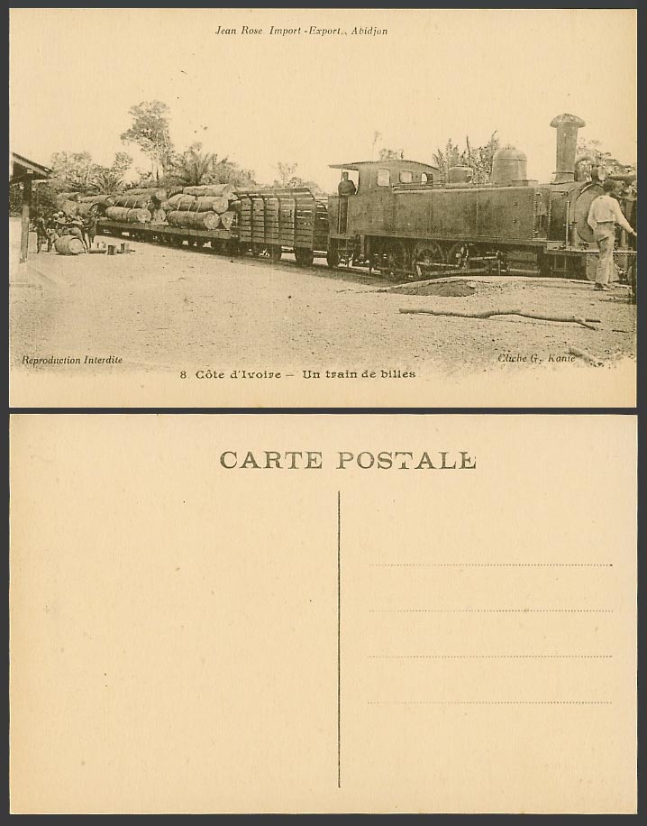 Ivory Coast Old Postcard A Train of Marbles, Locomotive Engine, Railway Station