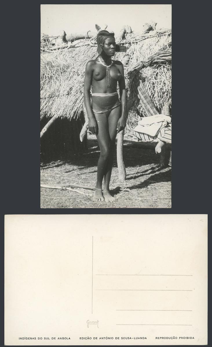 Angola Old Real Photo Postcard Native Girl Indigenous Woman from Southern Angola