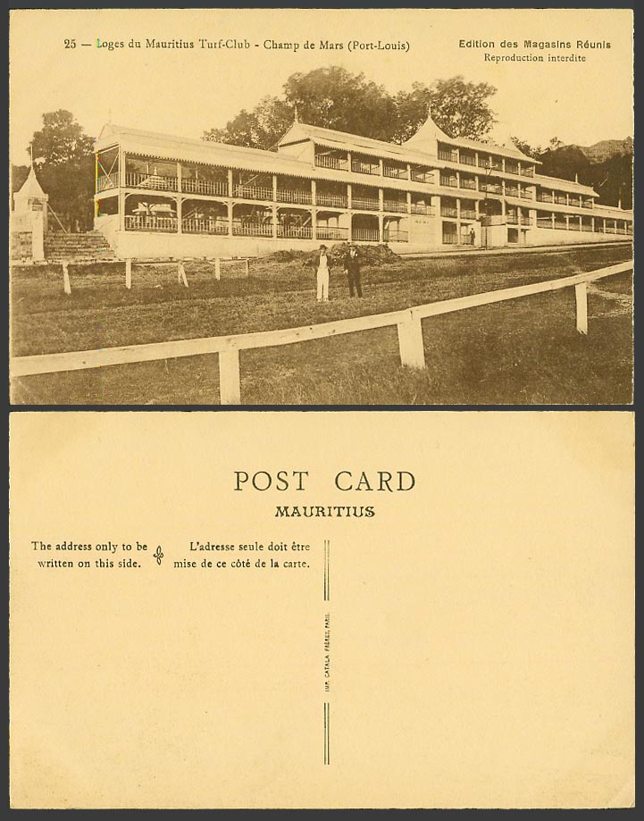 Mauritius Old Postcard Lodges of Loges du Turf Club Champ de Mars Port Louis 25.