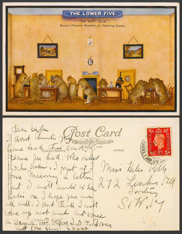 The Rats' Club The Lower Five Potter's Museum Bramber Steyning 1939 Old Postcard