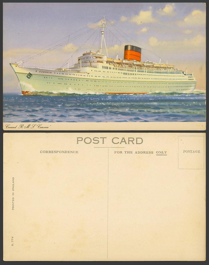 Cunard R.M.S. Caronia Steam Ship Steamer Cruise Liner Old Art Postcard Shipping