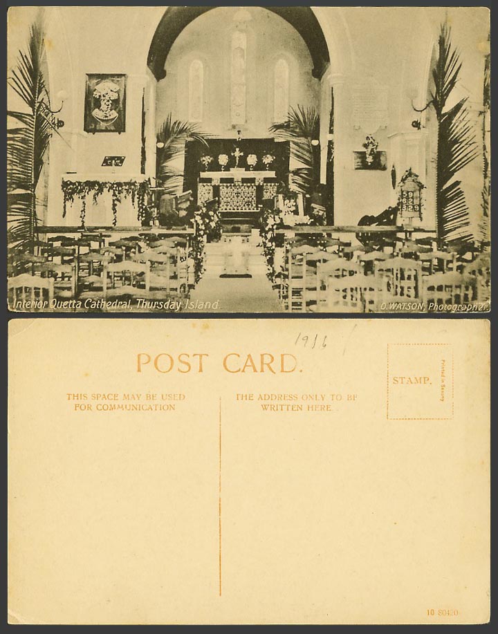 Australia Thursday Island Interior Quetta Cathedral Queensland 1916 Old Postcard