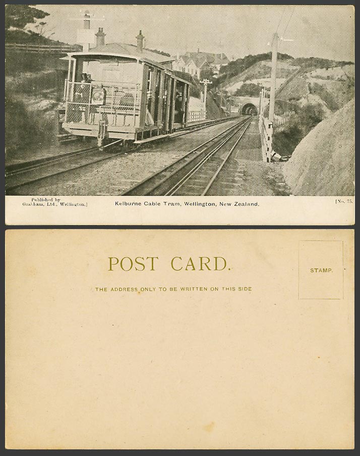 New Zealand Old UB Postcard Wellington Kelbourne Cable Tram Train Tramway Bridge