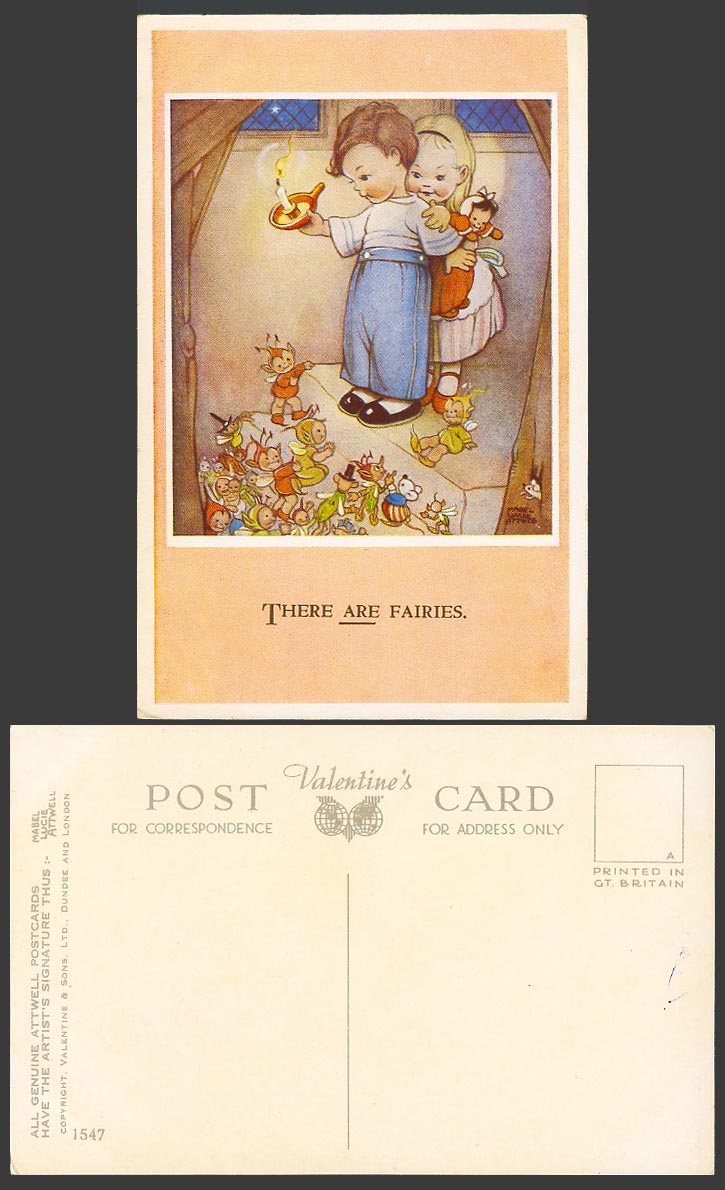 MABEL LUCIE ATTWELL Old Postcard There Are Faires, Fairy, Mouse Doll Candle 1547