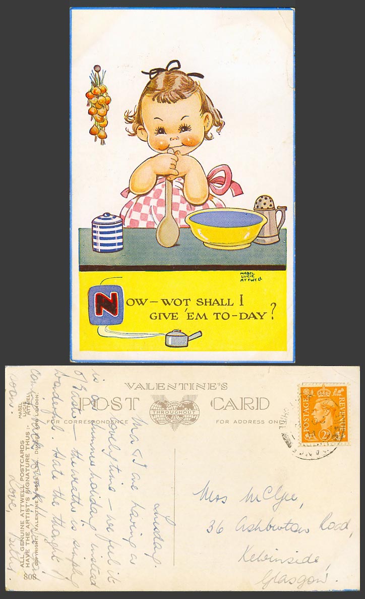 MABEL LUCIE ATTWELL Old Postcard Now - What Wot Shall I Give 'em To-day? Pot 808