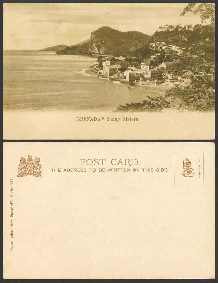 Grenada Old UB Postcard Grenada's Sunny Hill Riviera Panorama General View B.W.I