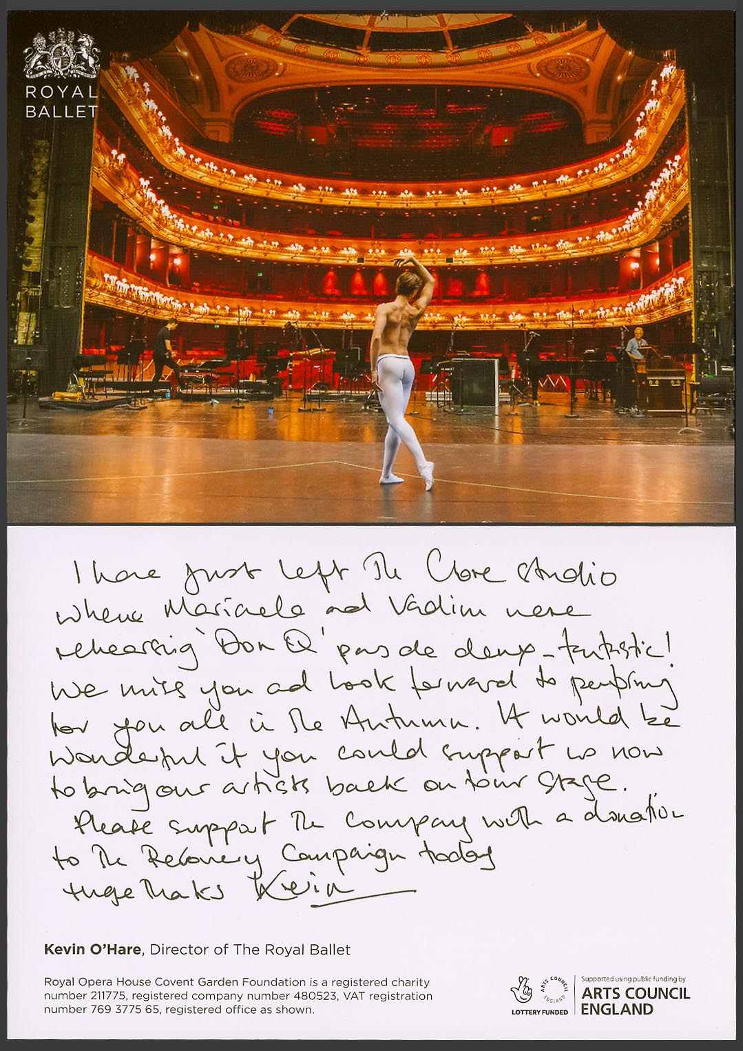 Royal Ballet, Kevin O'Hare, Dancer Vadim Muntagirov, Royal Opera House Postcard