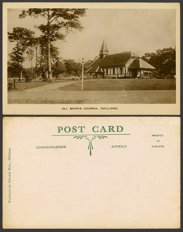 India Old Postcard Shillong - All Saints Church, near Barik Point, Ghoshal Bros.