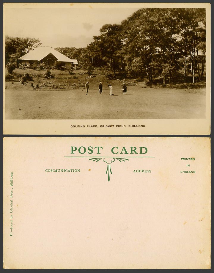 India Old Postcard Shillong, Golfing Place, Cricket Field, Golfers, Golf Sport
