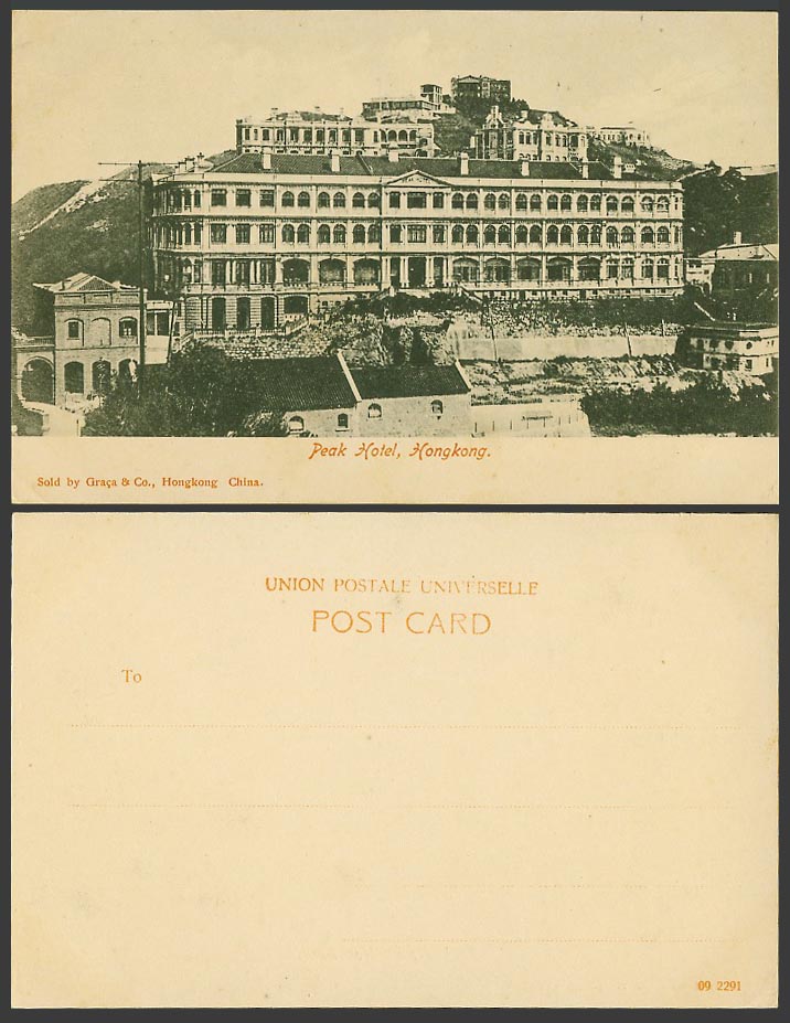 Hong Kong China c.1900 Old UB Postcard PEAK HOTEL General View Hongkong Graca Co