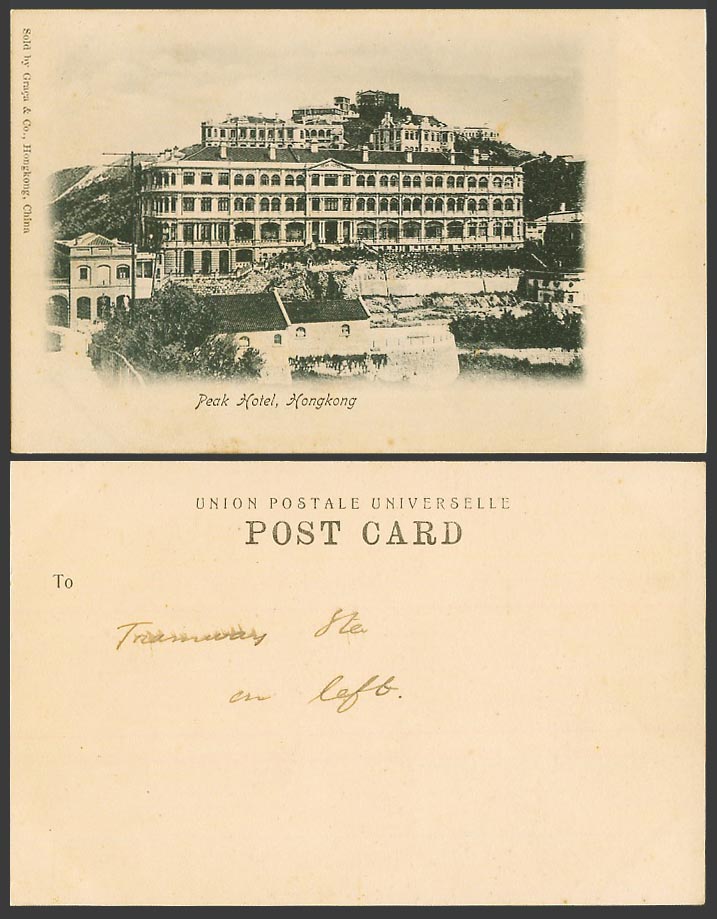 Hong Kong China 1900 Old UB Postcard PEAK HOTEL General View Hongkong Graca & Co