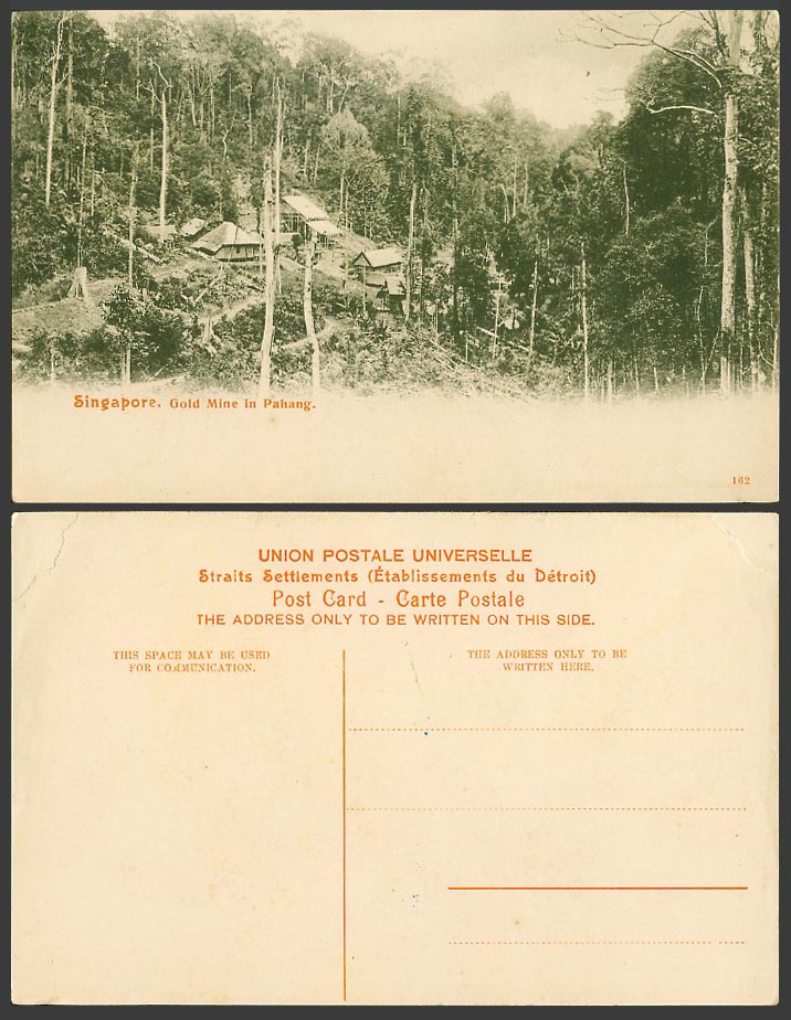 Pahang Old Postcard Gold Mine in Pahang Mining Straits Settlements Malaya No.162