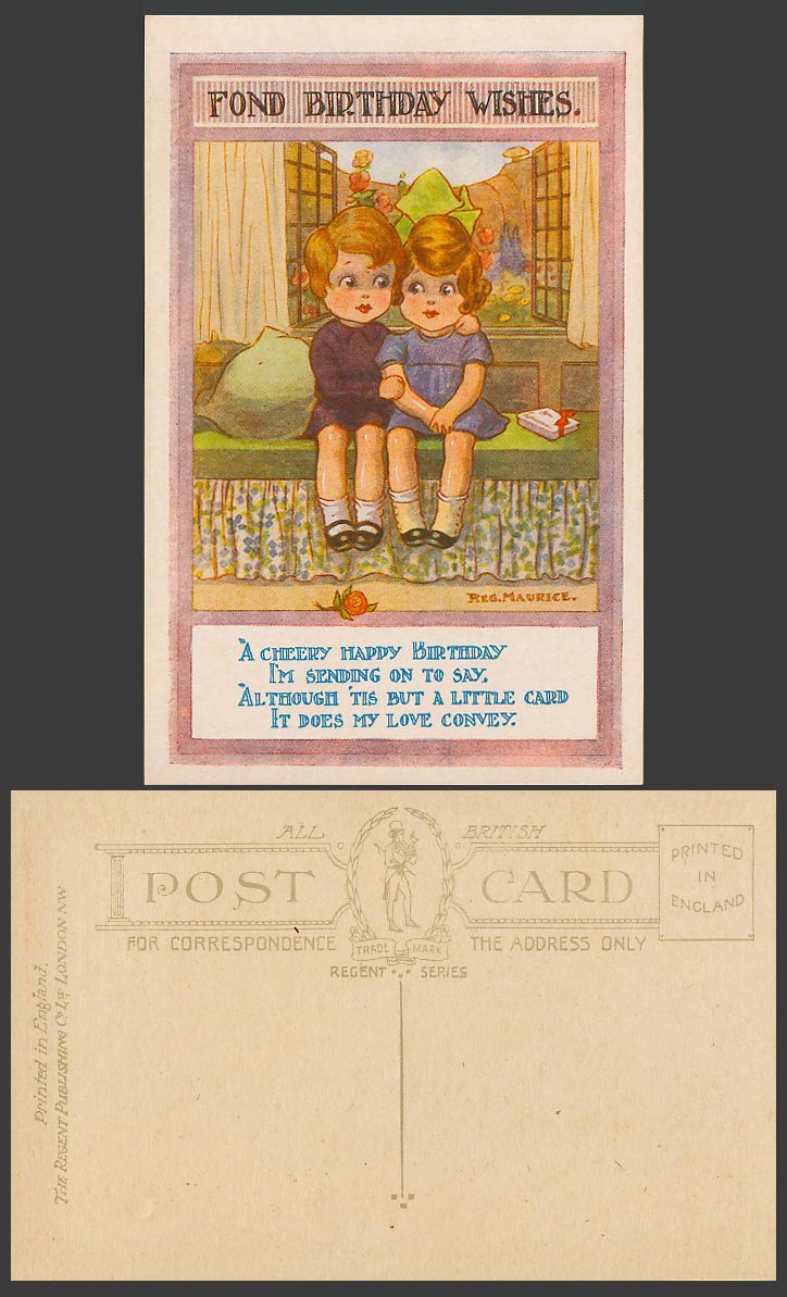 Reg Maurice Old Postcard Fond Birthday Wishes Little Card It Does My Love Convey