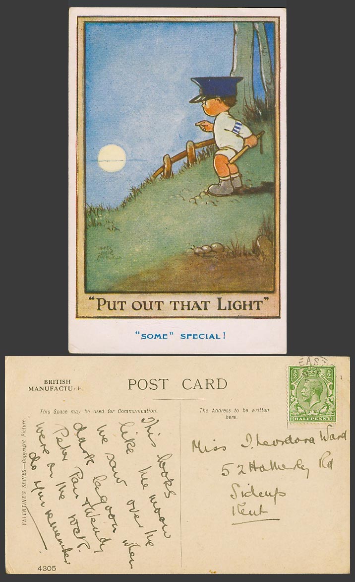MABEL LUCIE ATTWELL Old Postcard Put Out That Light, Some Special Full Moon 4305