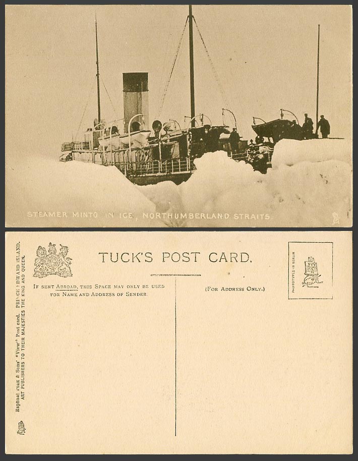 Canada Old Tuck's Postcard Steamer Minto in Ice Northumberland Strait Steam Ship