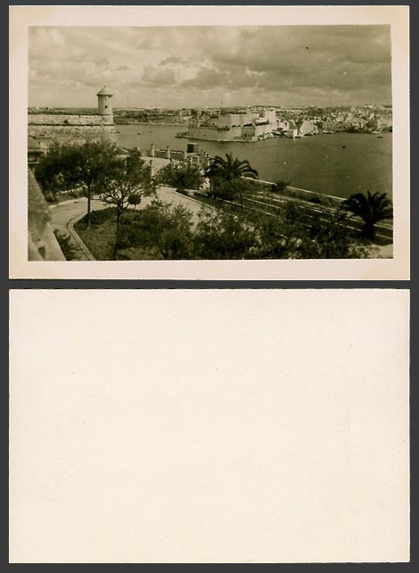 Malta Old Small Real Photo, Valletta, Fort St. Angelo, Lighthouse, Grand Harbour