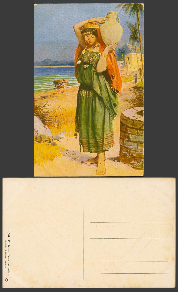 Egypt Old Art Postcard Porteuse d'eau bedouine Native Beduin Woman Water Carrier