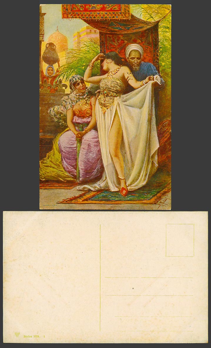 Egypt A. Fabbi Signed Old Postcard Arabe Harem Women Ladies Traditional Costumes