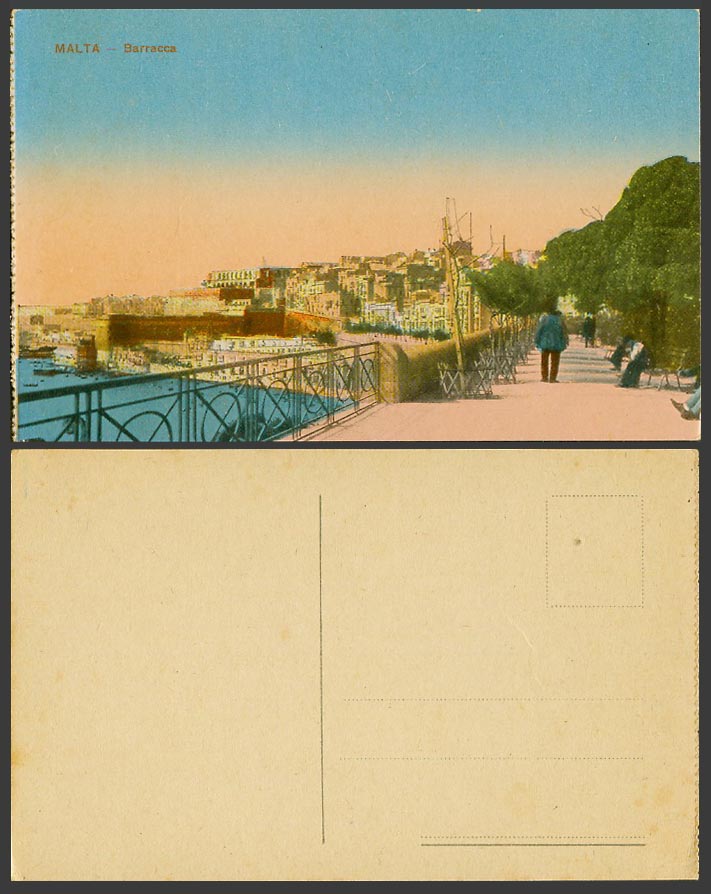 Malta Maltese Old Colour Postcard BARRACCA - Street Scene Harbour and Panorama